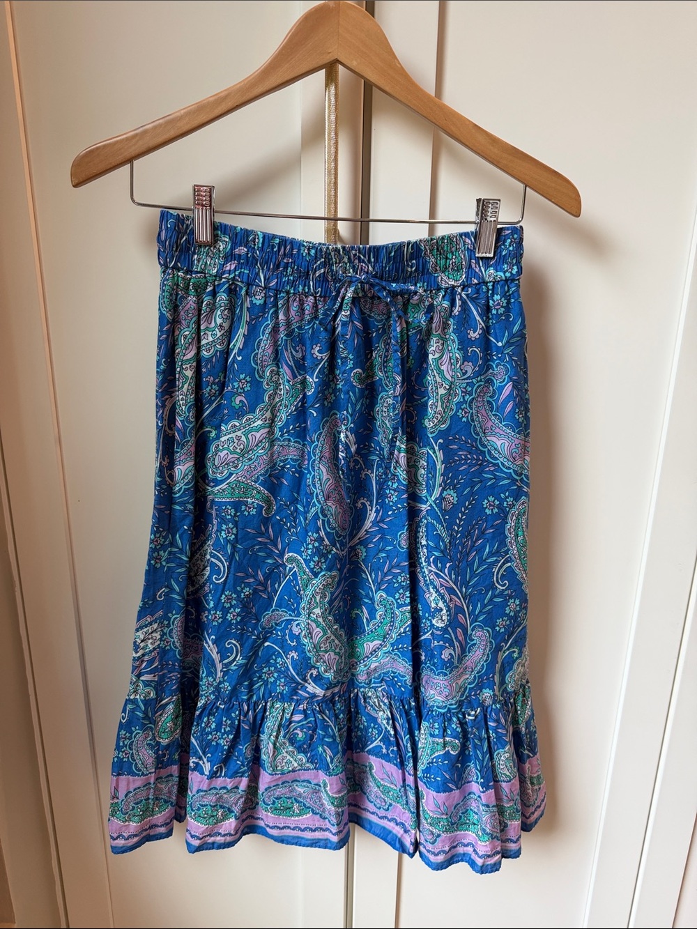 Talbots Blue Paisley Tiered Midi Skirt